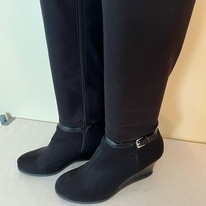 Ralph Lauren fabric wedge boots